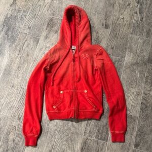 True Religion Vibrant Red Zip-Up Hoodie